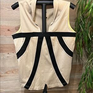 Jamie Sadock Beige and Black Sleeveless Golf Top